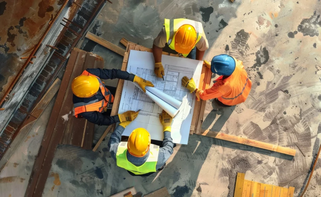 Junta de arquitectos para revisar la información de la obra de incogroup